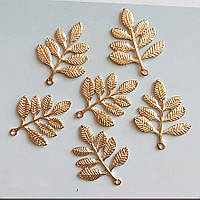 Листья для украшений, листочки металл цвет золото 30*28 мм./ 1 шт