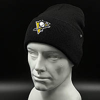 Оригінальна зимова чорна шапка 47 Brand Pittsburgh Penguins Beanie H-HYMKR15ACE-BK