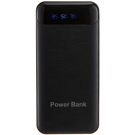 Універсальна мобільна батарея повербанк 20000 mAh 5V/2.1A з прямокутним циферблатом чорна, фото 1