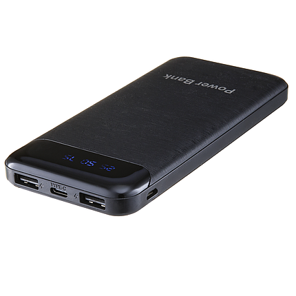 Універсальна мобільна батарея повербанк 20000 mAh 5V/2.1A з прямокутним циферблатом чорна, фото 3