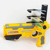 Дитячий іграшковий пістолет з літачками Air Battle катапульта з літаючими літаками (AB-1). UA-949 Колір: жовтий