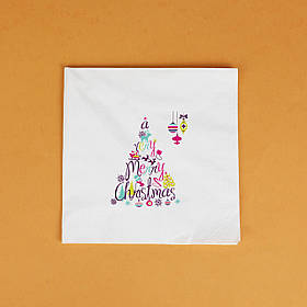 Серветка новорічна сервірувальна 40*40 см - 10 шт Декоративна Різдвяна серветка