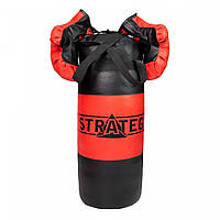 Детский боксерский набор Strateg, большой, с парой перчаток, от 5 лет, размер 55х21 см., красно-черный