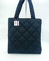 Женская стеганая дутая сумка в расцветках,шоппер дутый стеганый, сумка на молнии, «Мила» Черный кубики