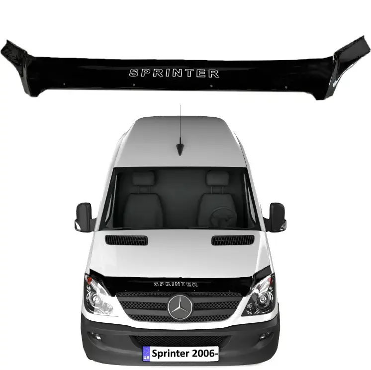 Дефлектор капота на Mercedes Sprinter II (W906) 2006-2013. Мухобійка на Mercedes Sprinter 2