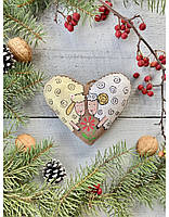 Сувенір кавовий ароматизований "Серце з овечками" ручної роботи, handmade новорічний декор на ялинку з вівцями
