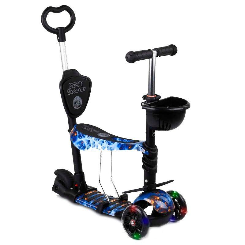 Самокат 5в1 32066 Best Scooter, АБСТРАКЦІЯ, PU колеса, ПІДСВІТКА КОЛІС, в коробці