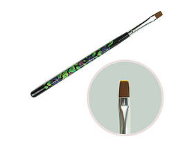 Пензель для гелю №8 прямої ворс чорна з колір (пензлики для малювання, пензлики для моделювання, манікюрні)