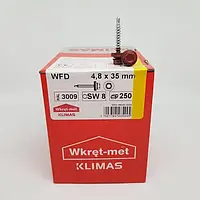 Кровельные саморезы 3009 Wkret-Met 4,8 х35 мм по дереву (250 шт.) с резиновой шайбой EDPM для металлочерепицы