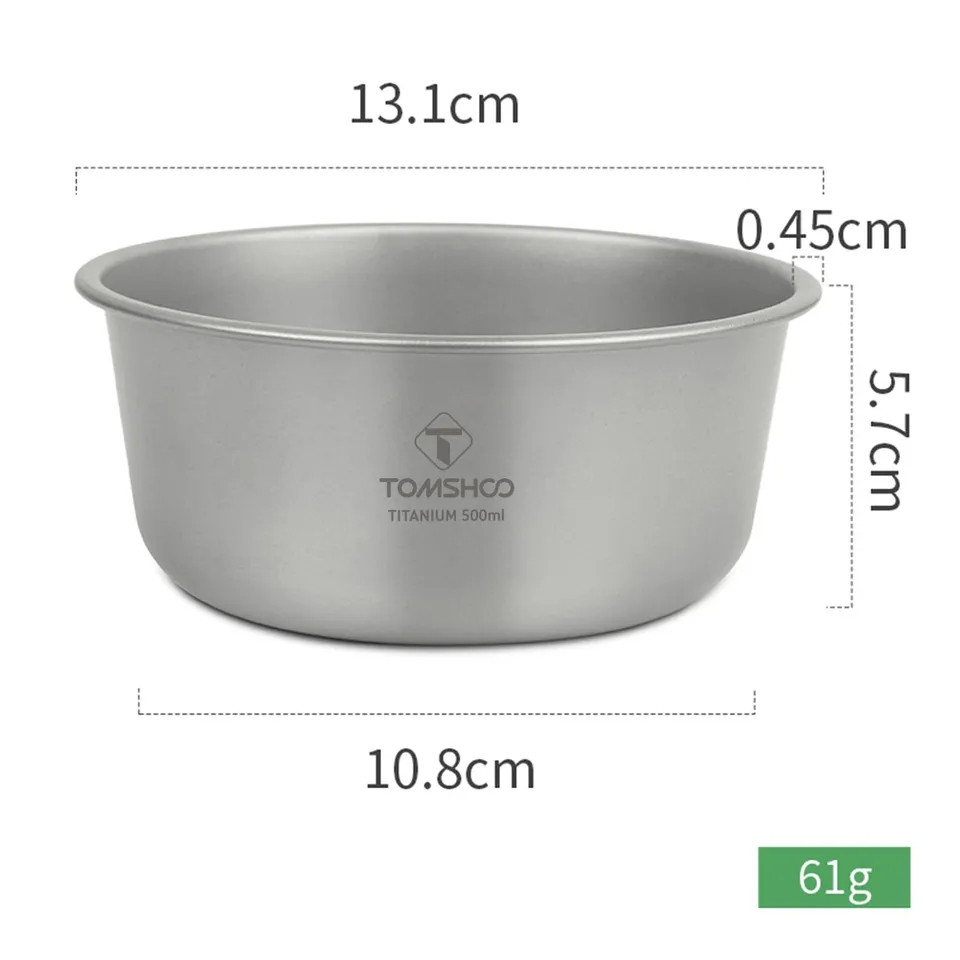 Миска титанова глибока тарілка з титану для походу та туризму 500 мл Tomshoo titanium 131 х 57 мм