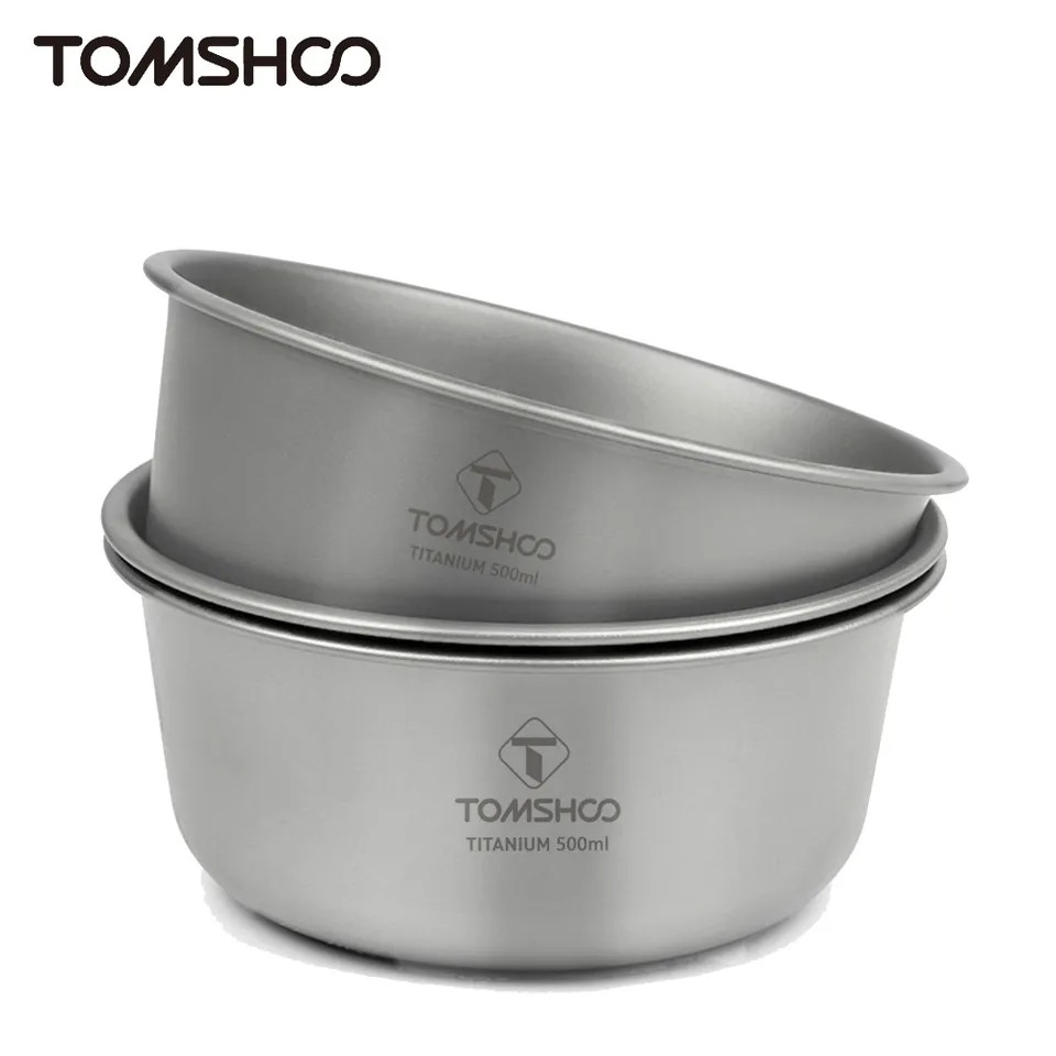 Набір титанових тарілок туристичні миски з титану Tomshoo Titanium 3 шт. по 500 мл 131 х 57 мм