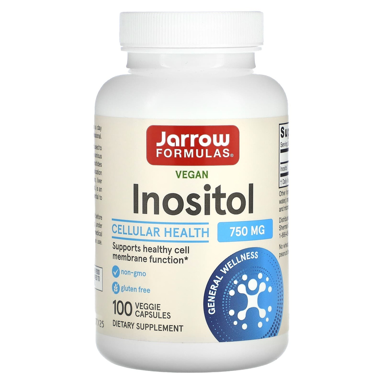 Інозитол 750 мг Jarrow Formulas Inositol myo inositol міо інозитол для жінок 100 капсул, фото 1