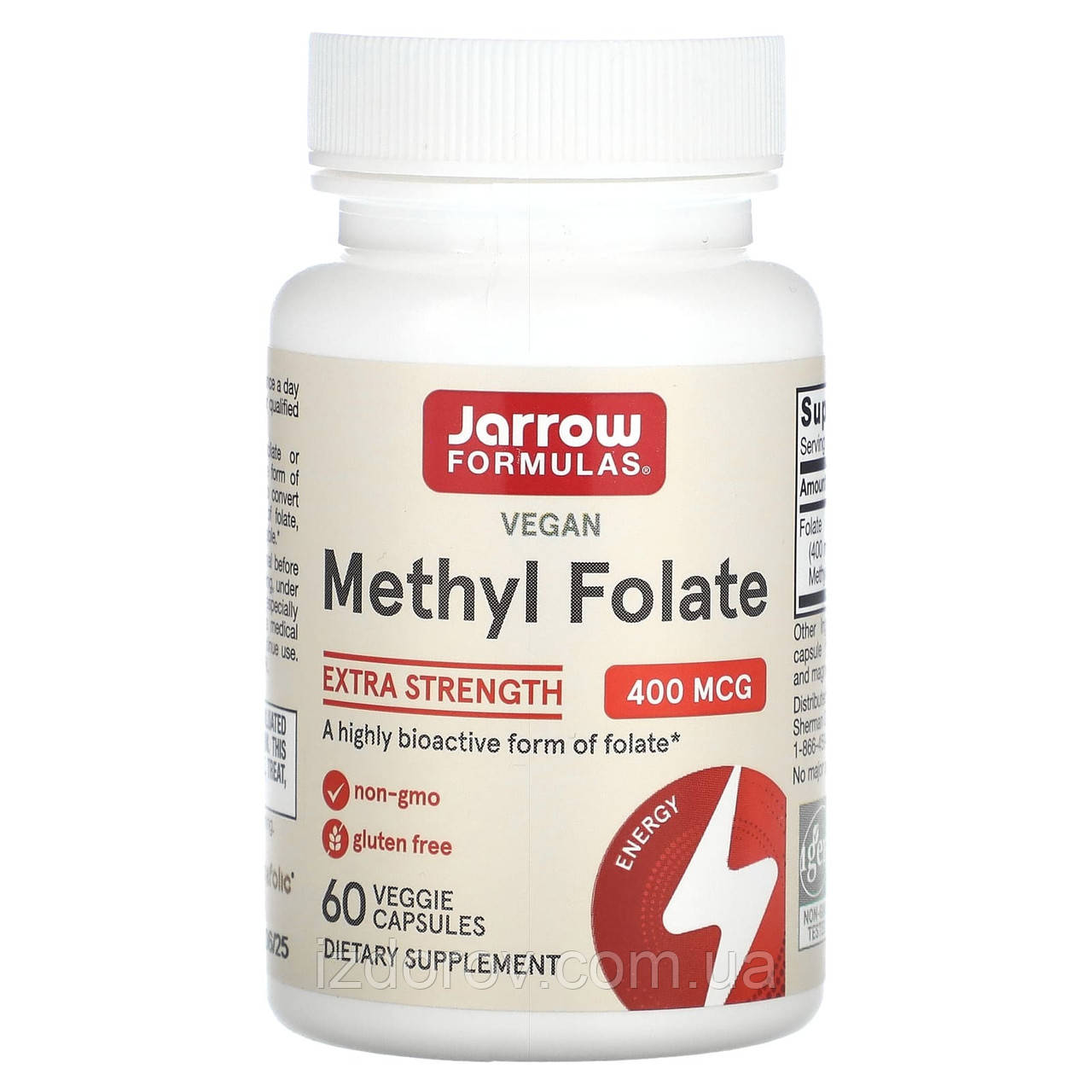 Метилфолат 400 мкг Jarrow Formulas Methyl Folate висока біодоступність 60 капсул