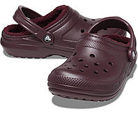 Женские сабо с мехом CROCS Classic Lined Clog, оригинал (203591) 37, Гранат