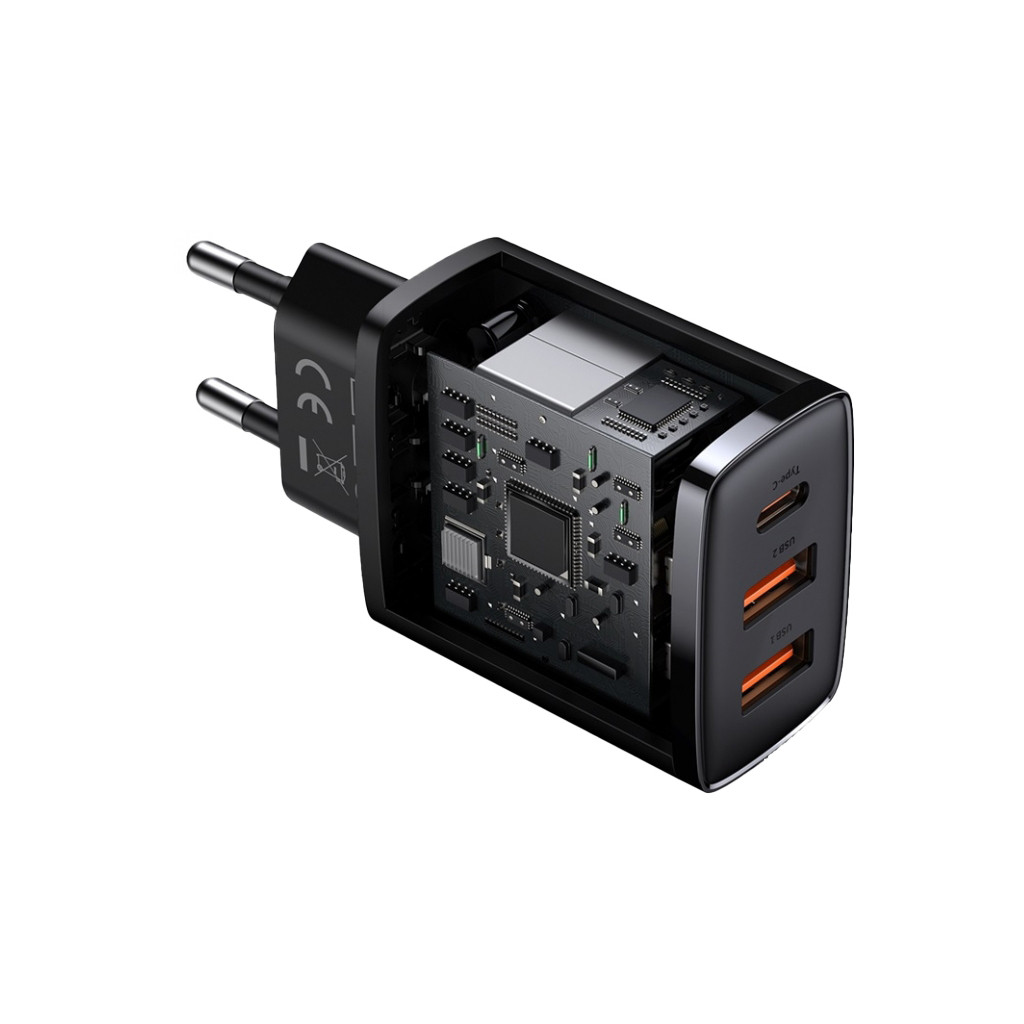 Мережевий ЗП Baseus Compact Quick Charger 2U+C Black (CCXJ-E01)