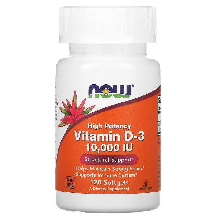 Вітамін Д3 D3 10 000 МО Now Foods 120 капсул