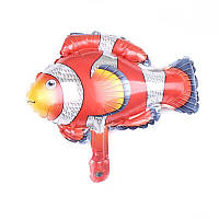 Шар фольгированный мини фигура 30х35 см Рыба клоун Красный