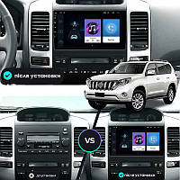 Al Штатная магнитола для Toyota Land Cruiser Prado 120 Series Рестайлинг 2007-2009 экран 9" 4/32Gb 4G Wi-Fi