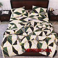 Хлопковая ткань 220см для постельного белья Бязь Gold Lux 125г принт геометрия зеленая, рулон 50м, Пакистан