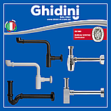 Сифон малогабаритний для умивальника/біде пластиковий з гнучкою трубою LUNA з випуском Ø 32х1 1/4" Ghidini 359, фото 4