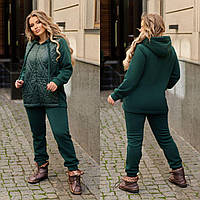 Женский спортивный костюм зимний темно-зеленый больших размеров (6 цветов) ЮР/-2405