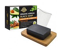 Мыло черное Organic Black Soap Avocado and Argan Oil, с экстрактом авокадо и арганового масла, 120 г