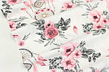Тканина бавовняна "Ловці снів у трояндах" бордово-рожевих тонів на білому тлі №1415, фото 2