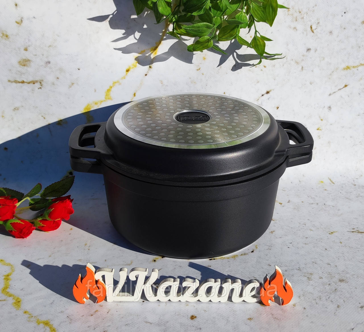Каструля + сковорода гриль з антипригарним покриттям 2.5 л 20 см Maestro MR-4120 Казан індукційний