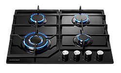 Плита газова 4 конфорки Concept PDV 7460 bc (загартоване скло, WOK пальник, електрозапалювання)