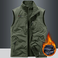 Флисовый теплый жилет XXL 70-80 кг Мужская термокуртка Зеленая