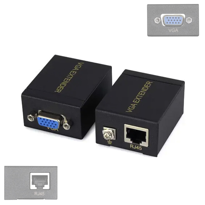 VGA подовжувач по витій парі RJ45 активний, комплект до 60м