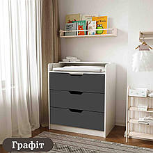 Комод+пеленатор в дитячу кімнату Teenager корпус білий/графіт Viorina-Deko