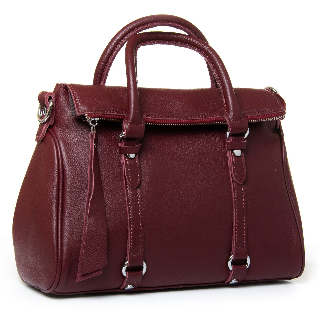 Жіноча шкіряна сумка з двома ручками P109 8792-9 dark-red, фото 1