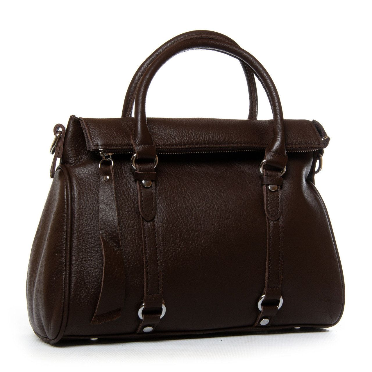 Жіноча шкіряна сумка з двома ручками коричнева P114 8792-9 brown