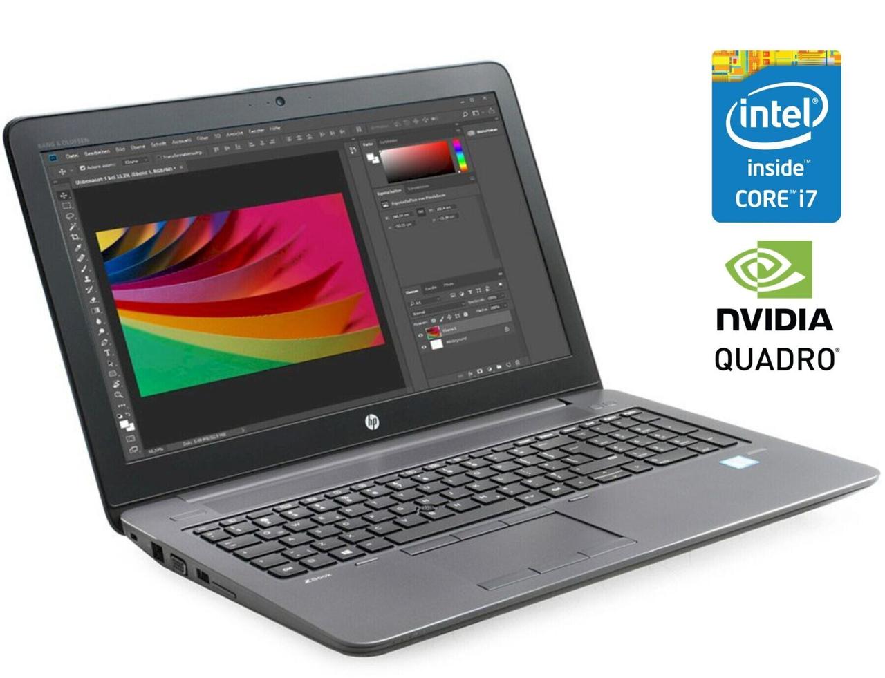 Ноутбук HP ZBook 15 G3/ 15.6" (1920x1080)/ Core i7-6700HQ/ 16 GB RAM/ 256 GB SSD/ Quadro M1000M 2GB