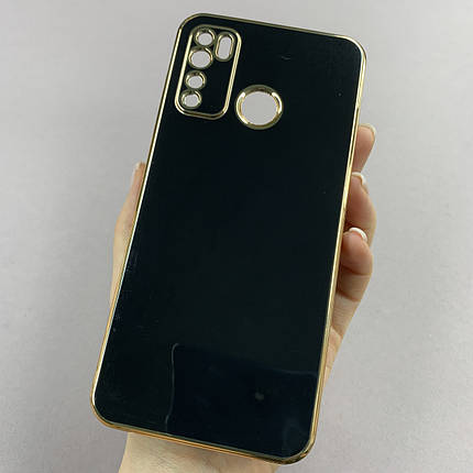 Чохол для Tecno Camon 15 (CD7) глянцевий із золотою окантовкою чохол на техно камон 15 чорний h7y, фото 1