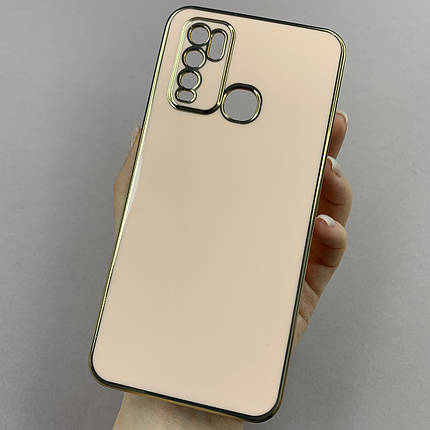 Чохол для Vivo Y30 глянцевий із золотою окантовкою чохол на телефон віво у30 пудровий h7y, фото 1