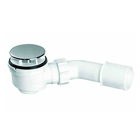 Сифон для піддона з діаметром 50 мм, глибина 65 мм, накладка з нержавіючої сталі, фото 1