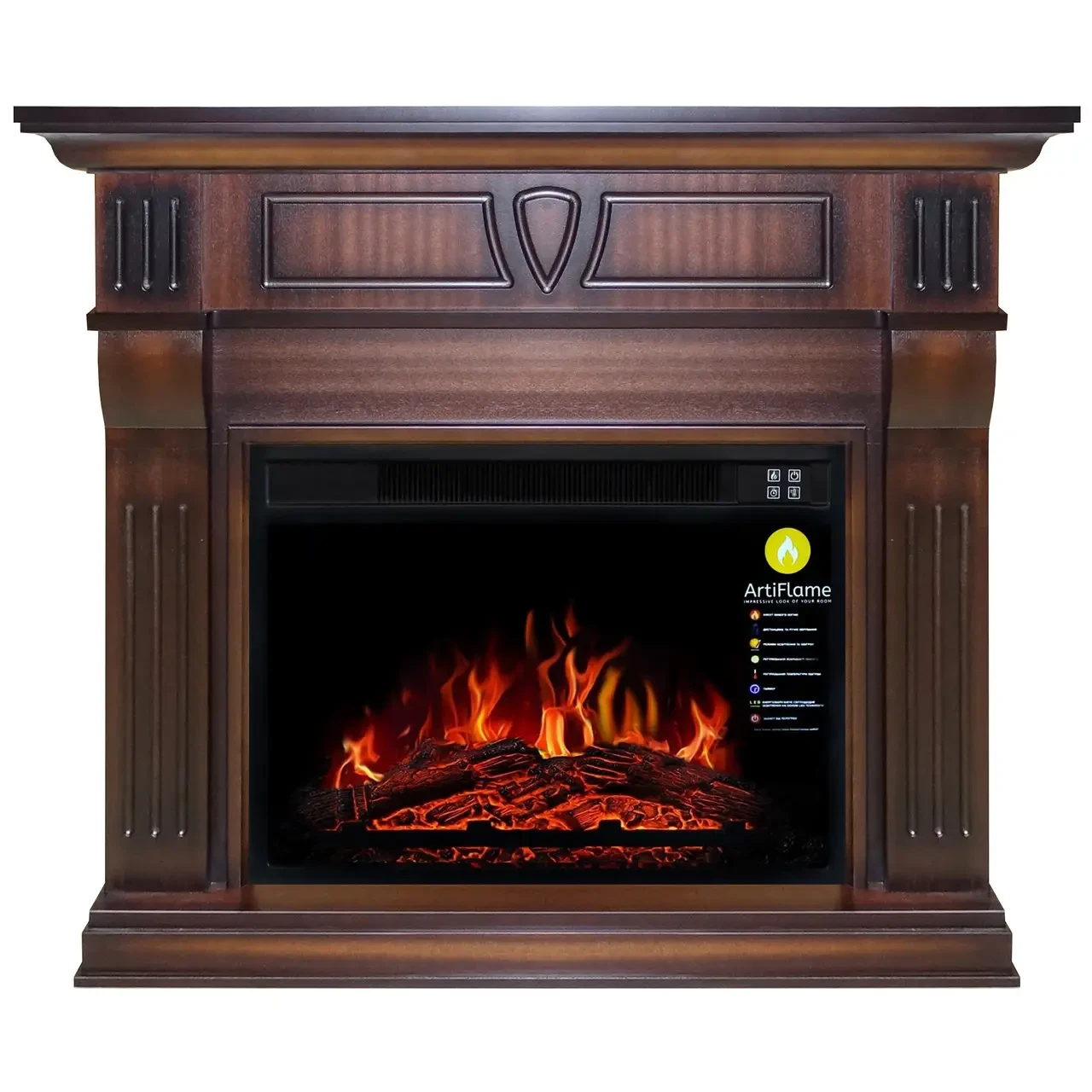 Камінокомплект ArtiFlame Beethoven АF23S махагон коричневий антик зі звуком (98 х 85 х 35 см)