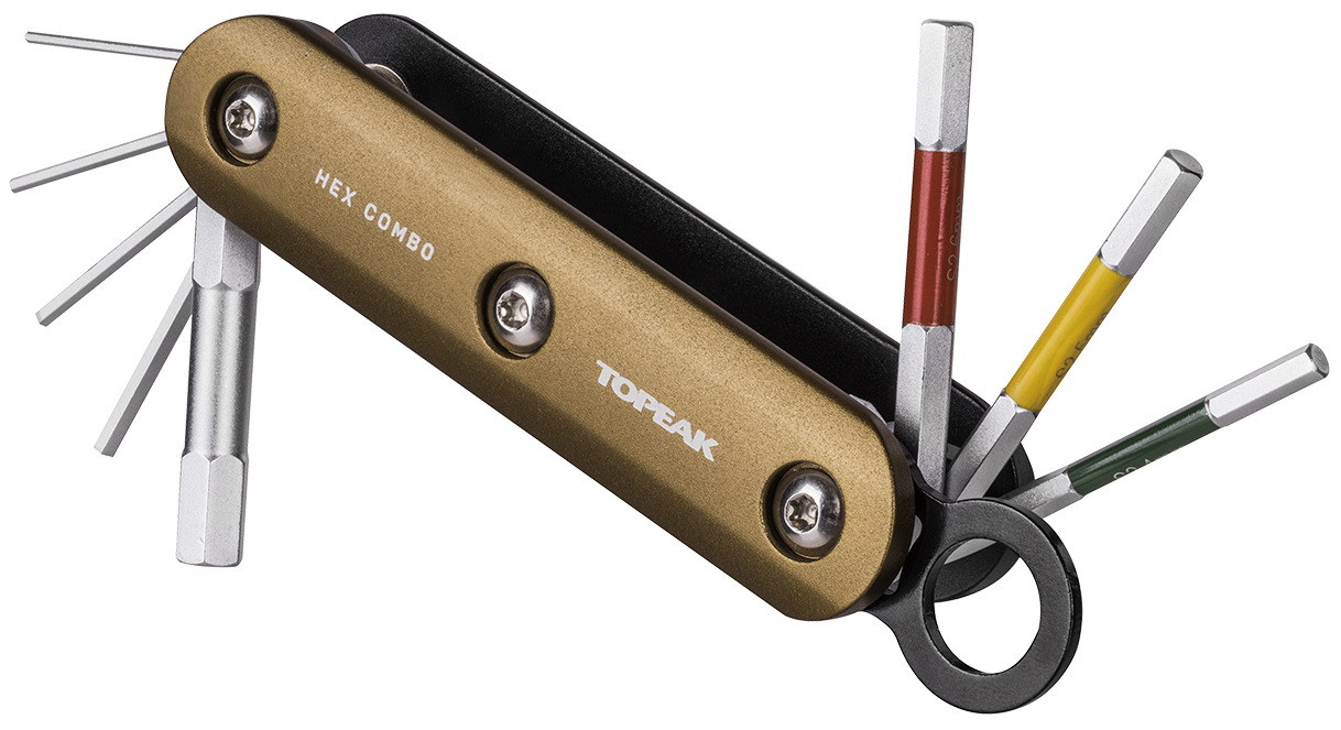 Мультитул Topeak Hex Combo, heavy duty folding tool, Aluminum body w/8 pcs CR-V Hex tools, w/key ring (GT)