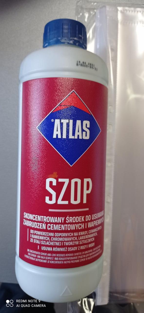 Засіб Atlas SZOP для очищення керамічної плитки від цементу, жиру та вапняних відкладень, концентрат (1 л)