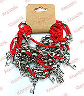 Браслети червона нитка з підвіскою "ключ з серцем" 10 шт, браслет-оберіг