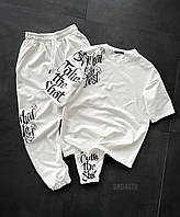 Мужской базовый костюм: футболка+штаны (белый) sko4str качественная повседневная спортивная одежда для парней