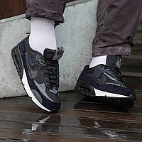 Мужские кроссовки Nike Air Max 90 Fortuna Black\Blue (чёрно-синие) низкие стильные спортивные кроссы И1393