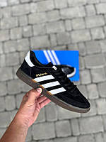 Мужские кроссовки Adidas Handball Spezial Black (чёрно-белые) спортивные замшевые легкие кроссы art0442 cross