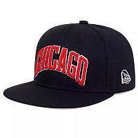 Кепка с прямым козырьком Snapback реперка - снепбек Chicago (Чикаго) Черная