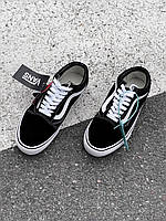 Женские кеды Vans Old School Platform Premium (чёрные с белым) повседневная удобная обувь на платформе VA002