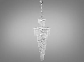 Велика кришталева люстра на 33 лампи G9 хром 60х210 см