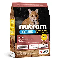 Nutram Sound Kitten S1 Холістік корм для кошенят з куркою і лососем 340 г