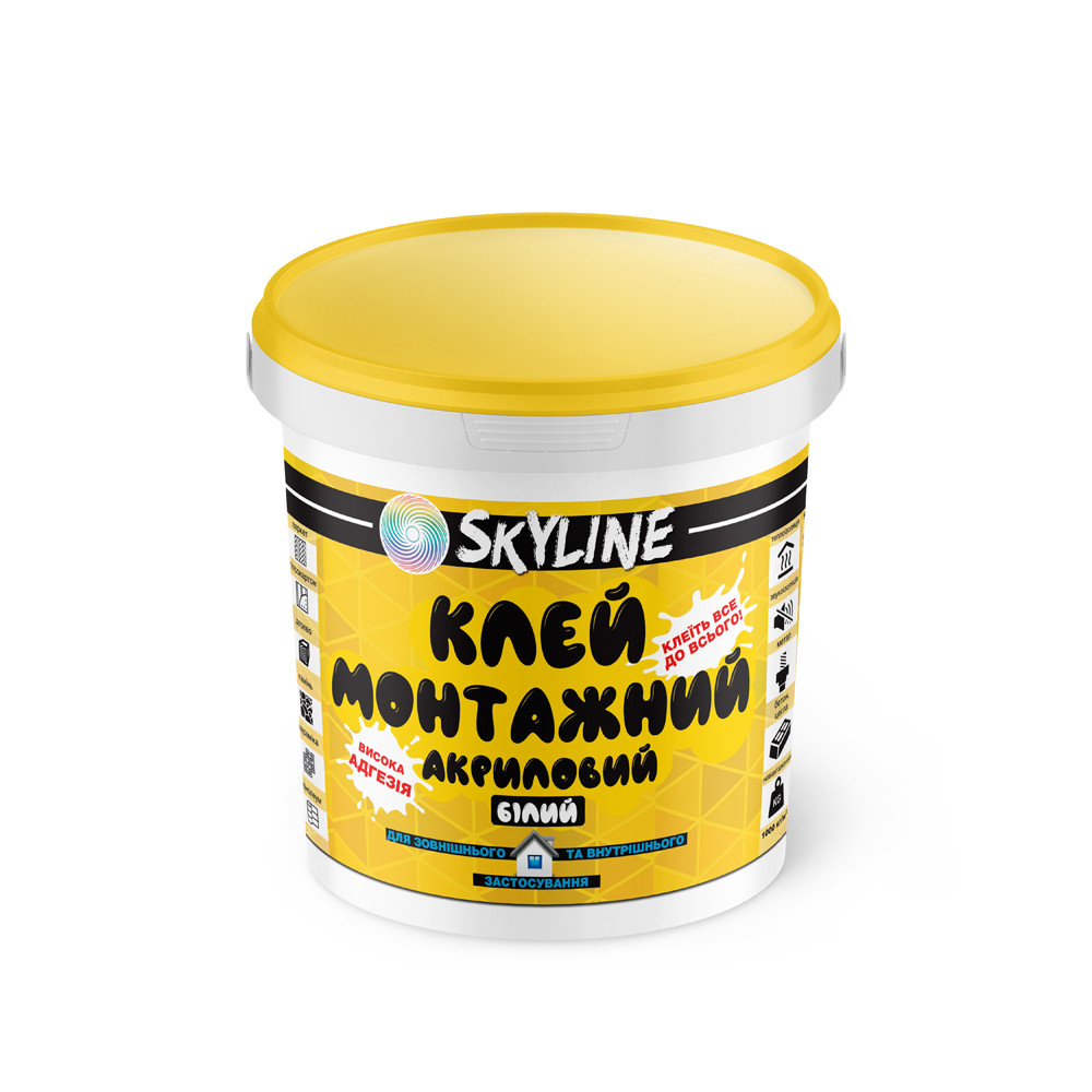 Skyline Клей акриловий монтажний універсальний водостійкий термостійкий для ремонту будівництва 0.5 кг, фото 1